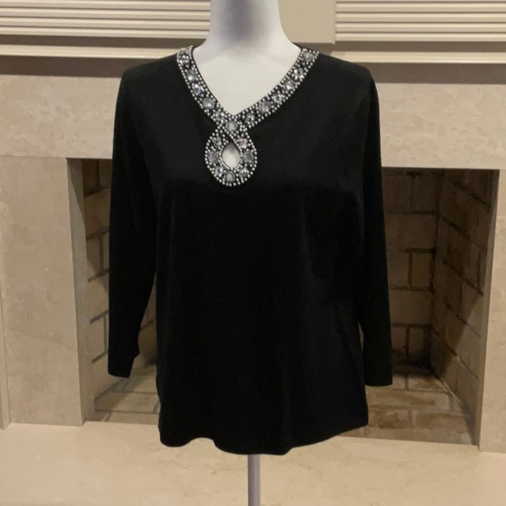 Cable & Gauge Black Embellished Sweater